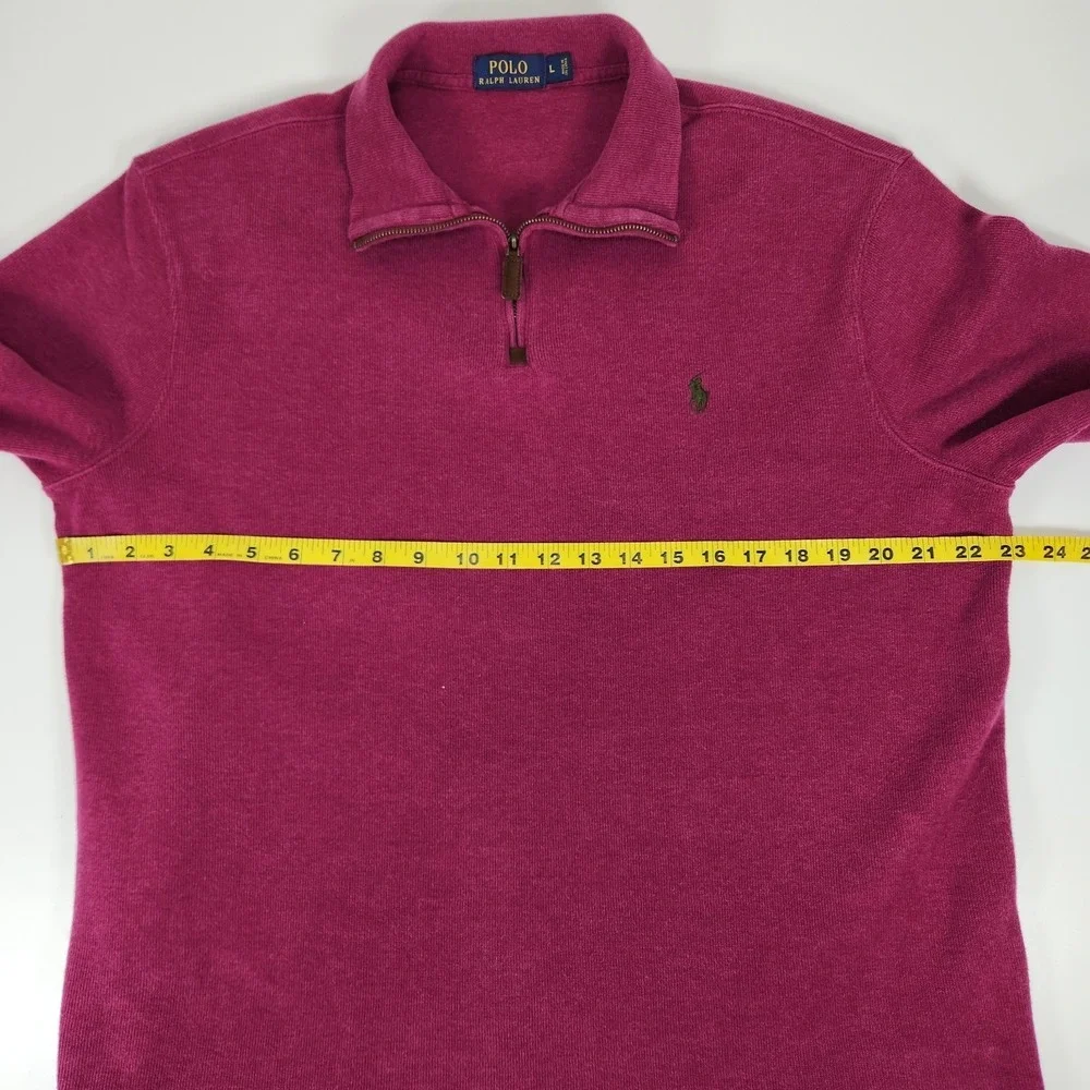 Polo Ralph‎ Lauren Sweater Mens L Magenta Quarter Zip Mock Neck Cotton Pullover